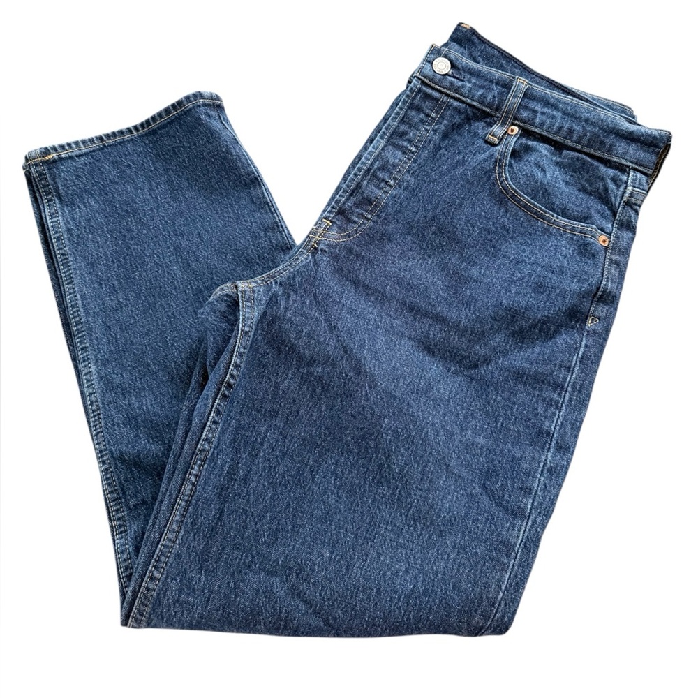 GAP Cheeky Straight High Rise Straight Stretch Button Women's Blue Denim Jeans - Picture 4 of 14